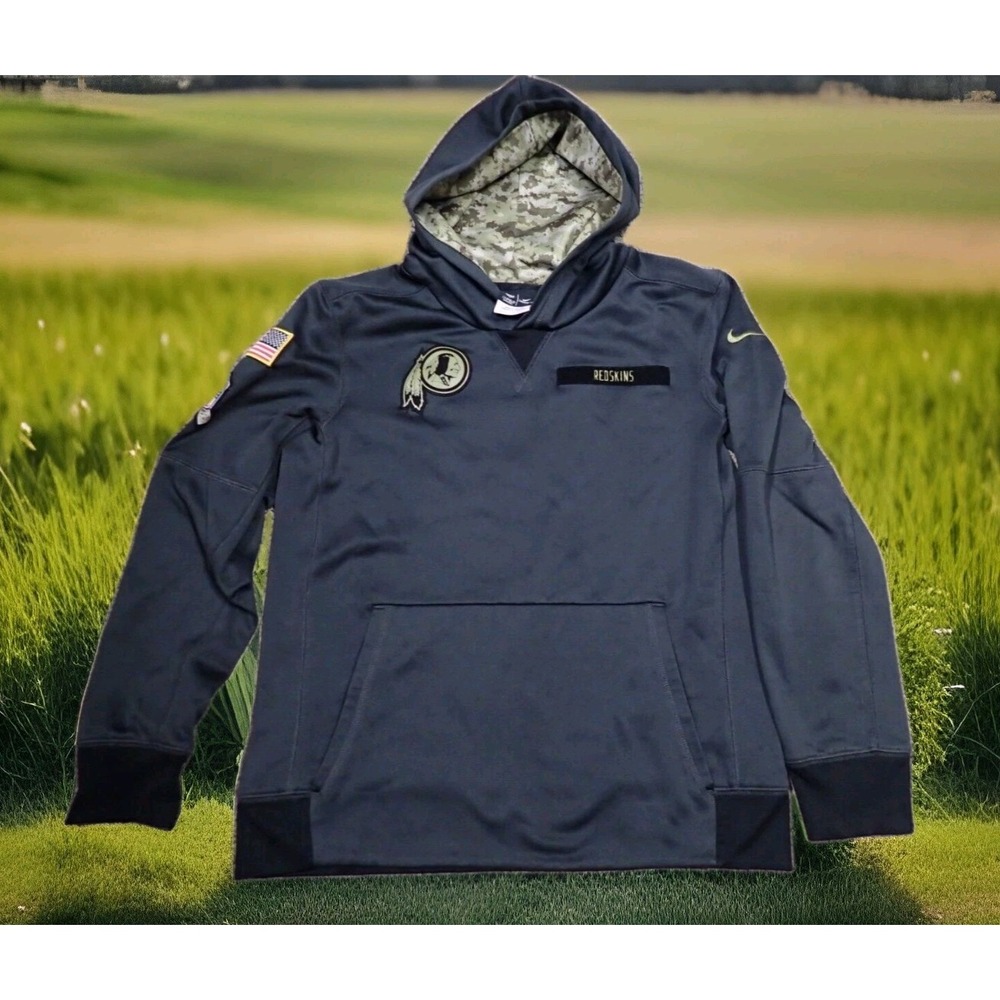 Nike Hoodie Kids L Gray Excellent Washington Redskins Salute Service Therma-FIT
